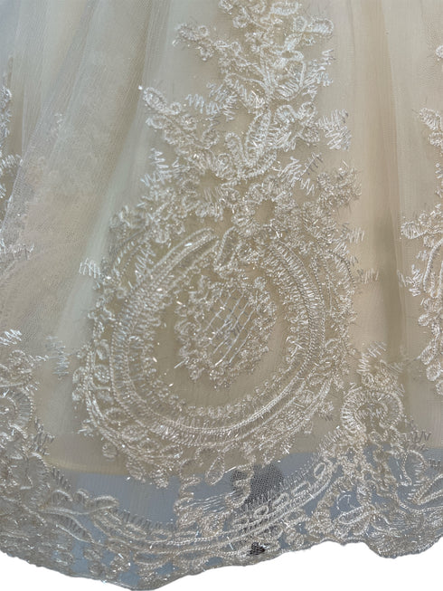 Baby Girls Sleeve Border Embroidery Elegant Tulle Flower Girl Dress 3-24M